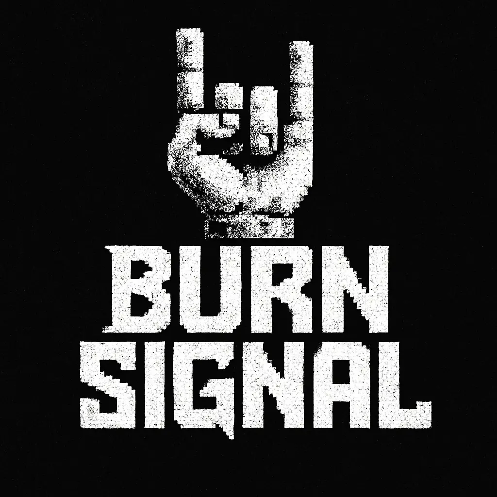 Pixel art Band Logo template with rock hand and bold text