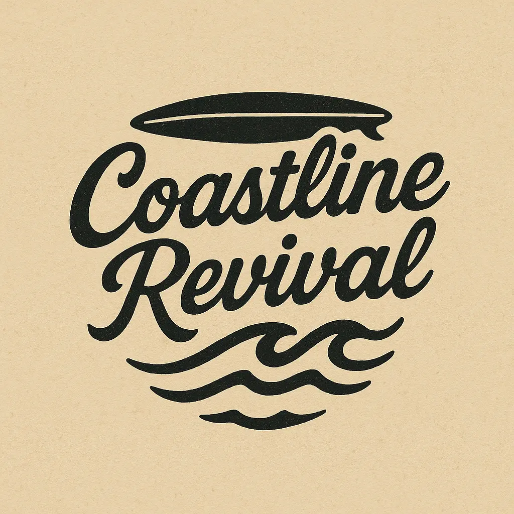 Minimalist retro Band Logo template with cursive surf theme
