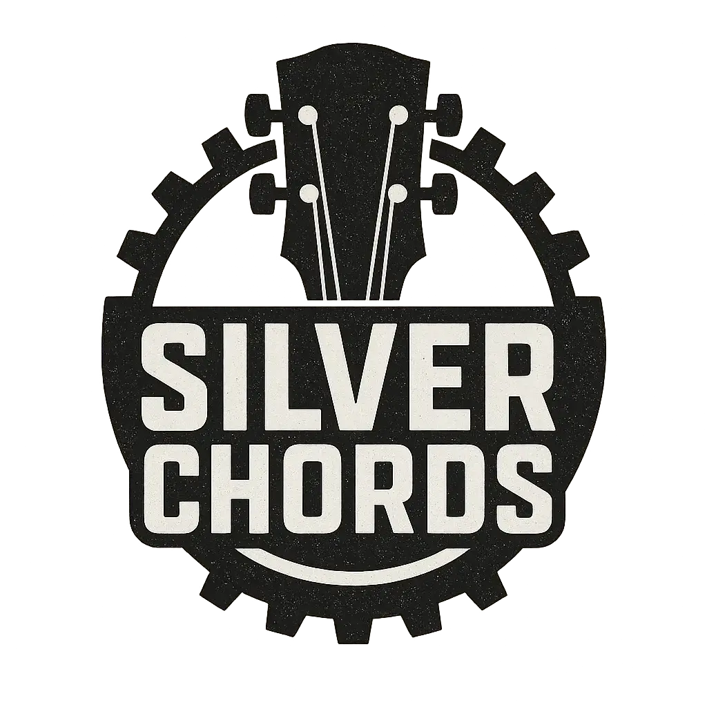 Monochrome Band Logo template with guitar and gear design