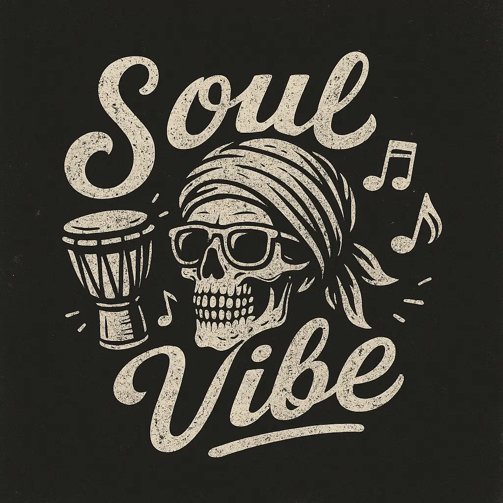 Band Logo template with reggae-inspired elements including a skull, drum, and music notes