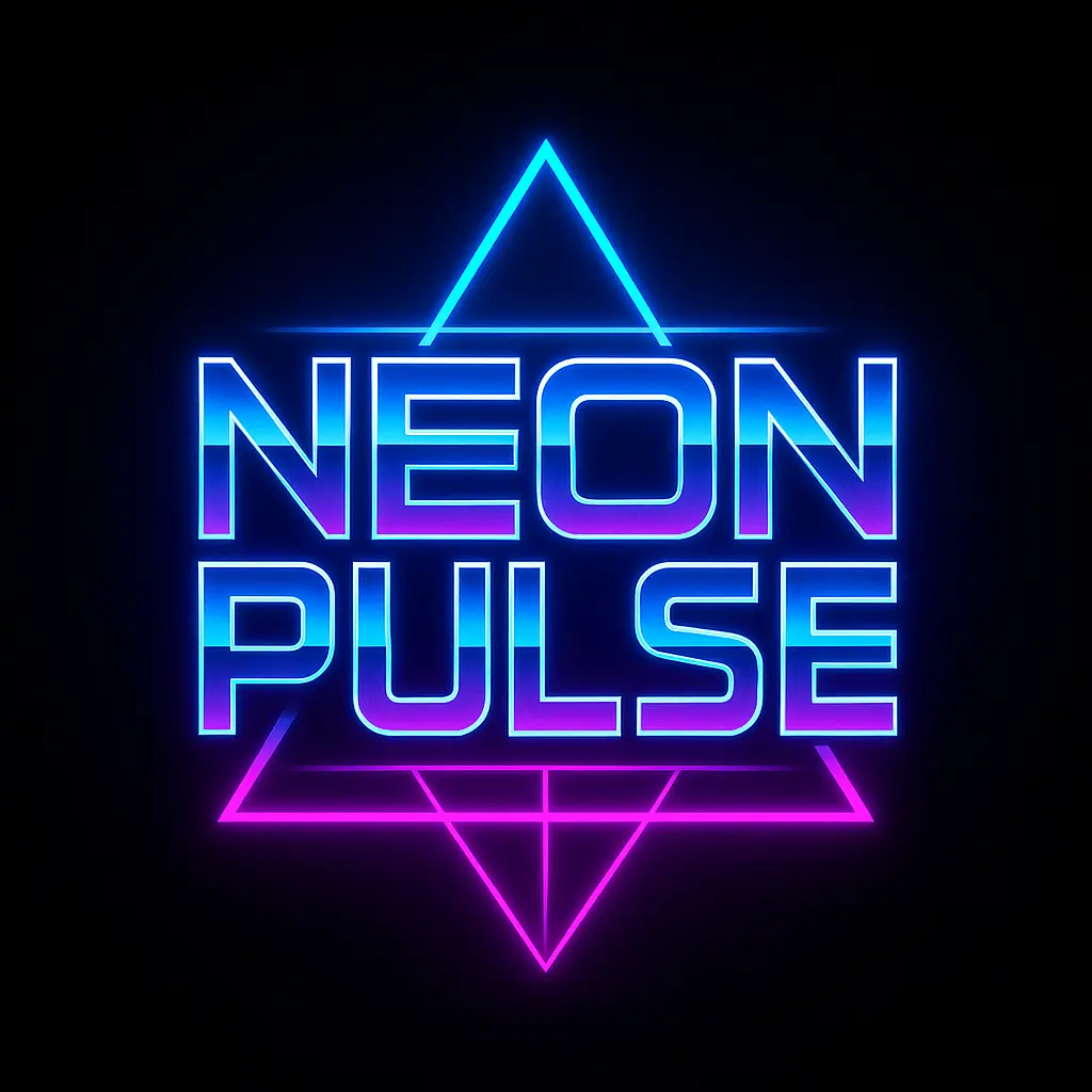 Neon Pulse Band Logo template with glowing typography and futuristic neon motifs