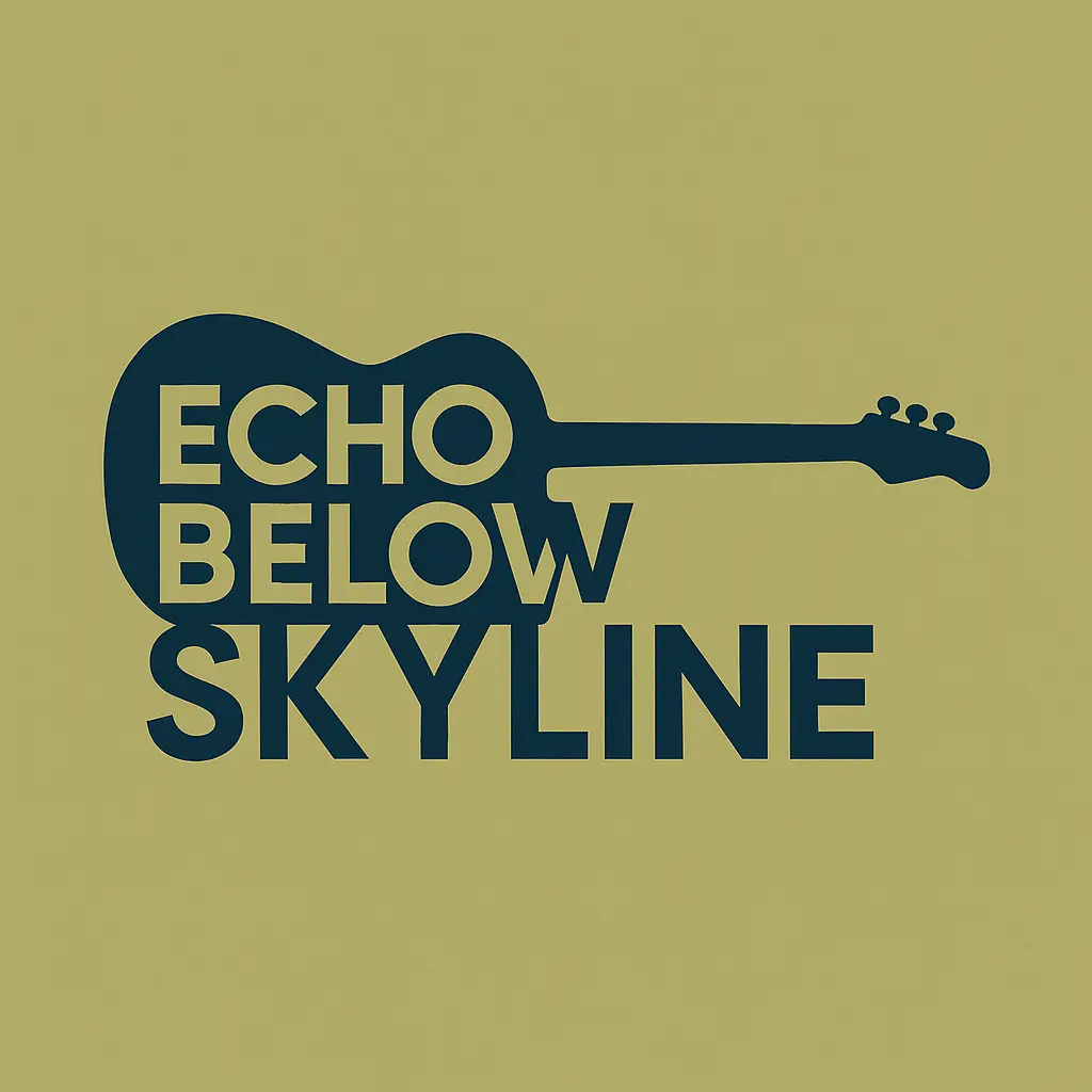 Band Logo template with electric guitar outline and indie rock text
