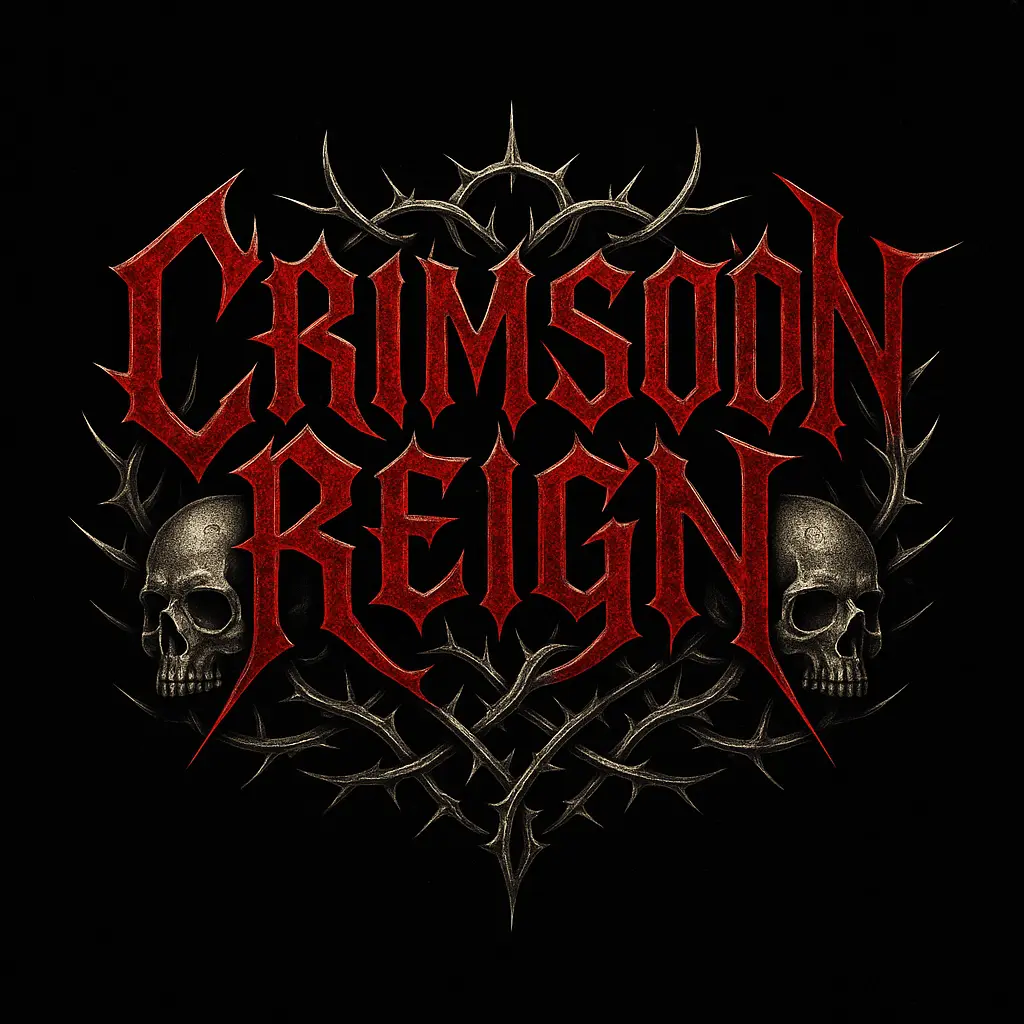 Band Logo template with gothic style, skull motifs, and metallic text
