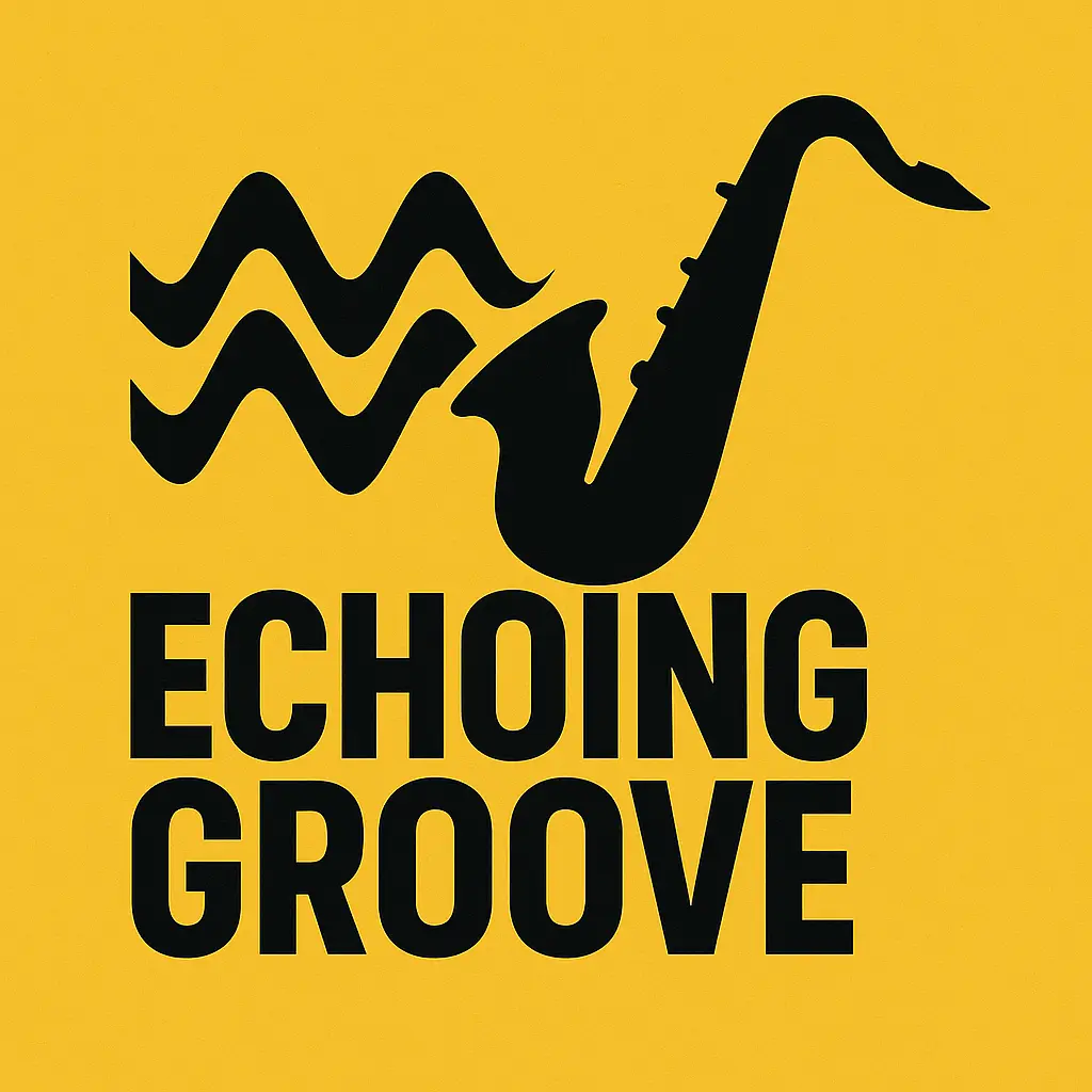 Echoing Groove Band Logo template with bold typography and yellow background