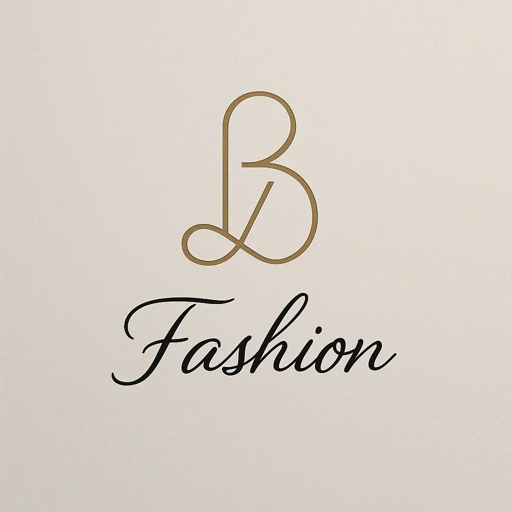 Fashion Logo template with minimalist monogram, black, gold, and beige colors