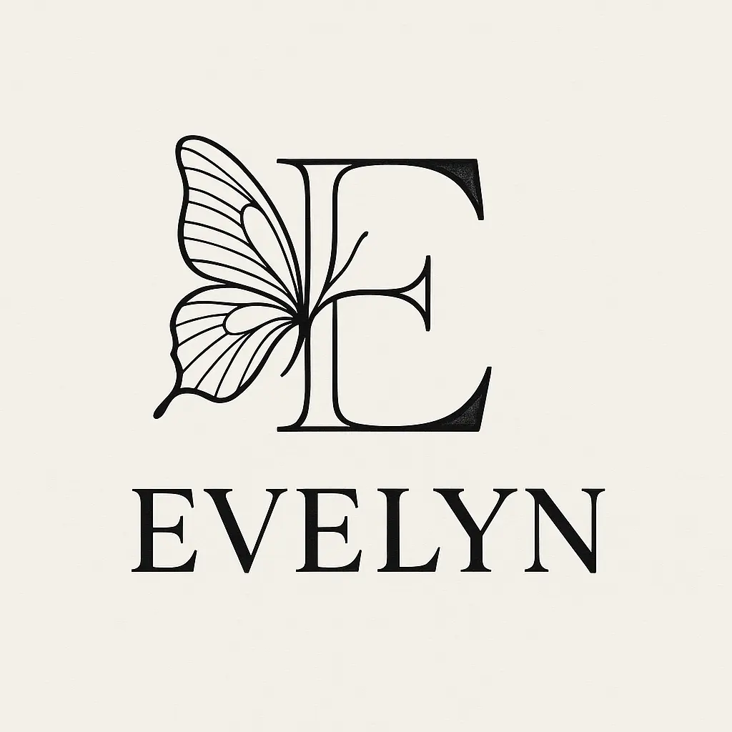 Fashion Logo template with butterfly and letter 'E' in elegant line art