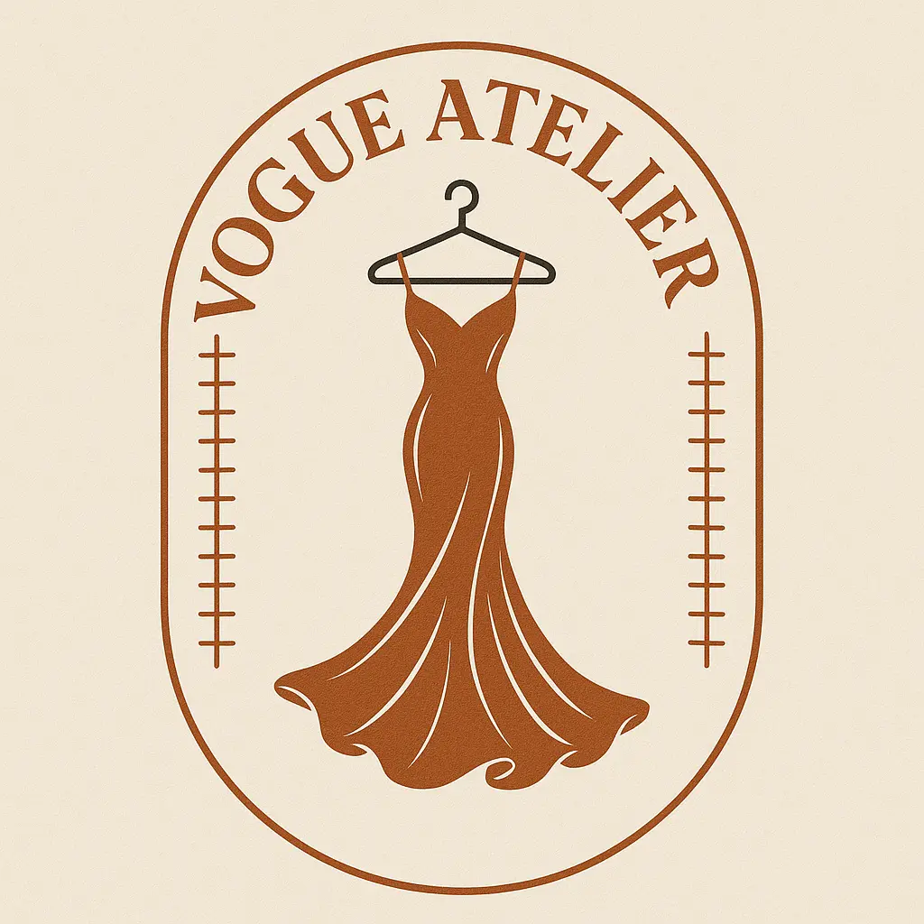 Elegant Fashion Logo template with gown and stitched oval