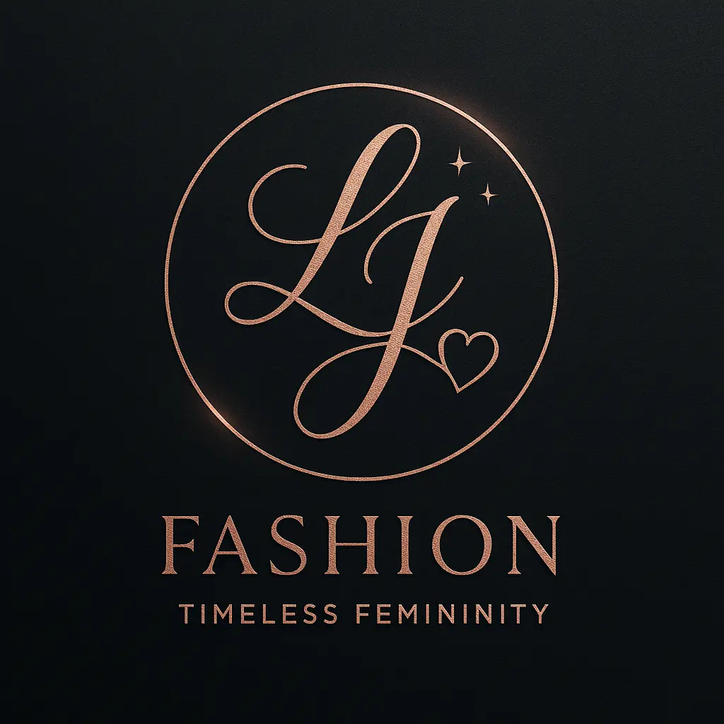 Elegant Fashion Logo template with rose gold monogram and heart
