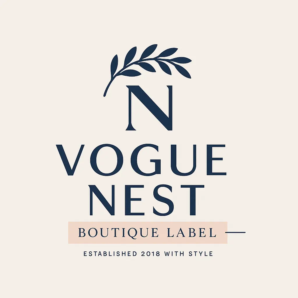 Modern blush and navy Fashion Logo template with laurel motif
