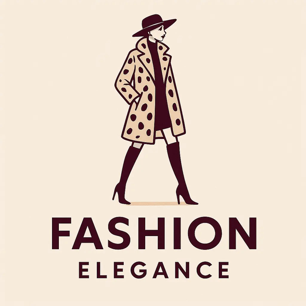 Fashion Logo template with chic figure in spotted coat and tall boots