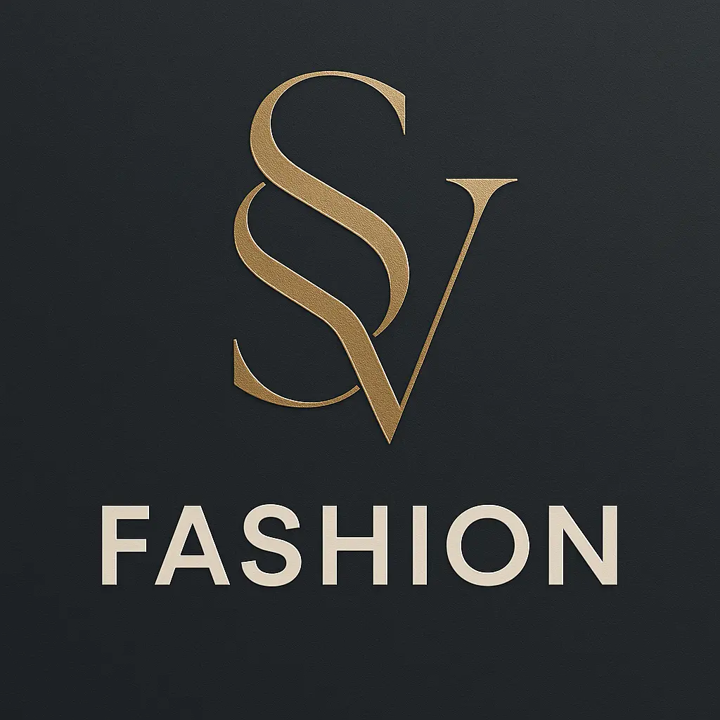 Fashion Logo template with abstract monogram in gold and charcoal