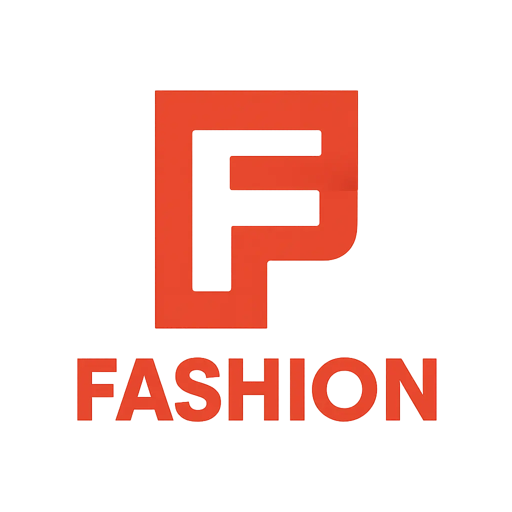 Fashion Logo template with bold red lettering on beige background