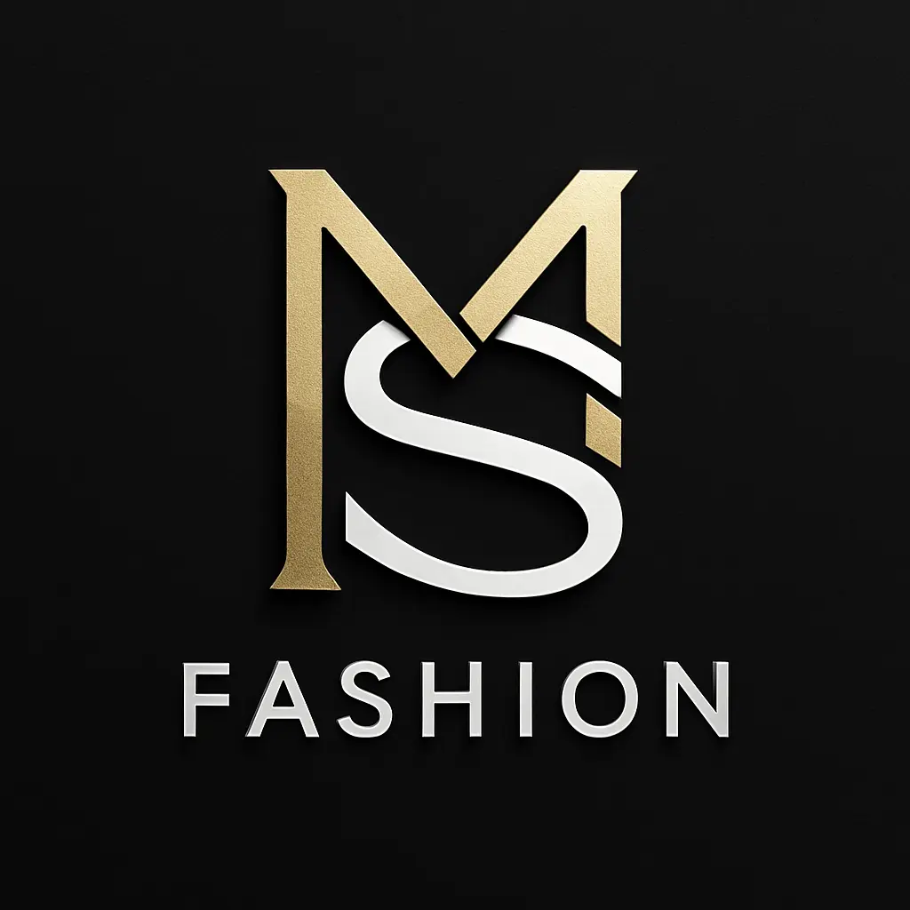 Geometric fashion logo template with black, white, and gold monogram