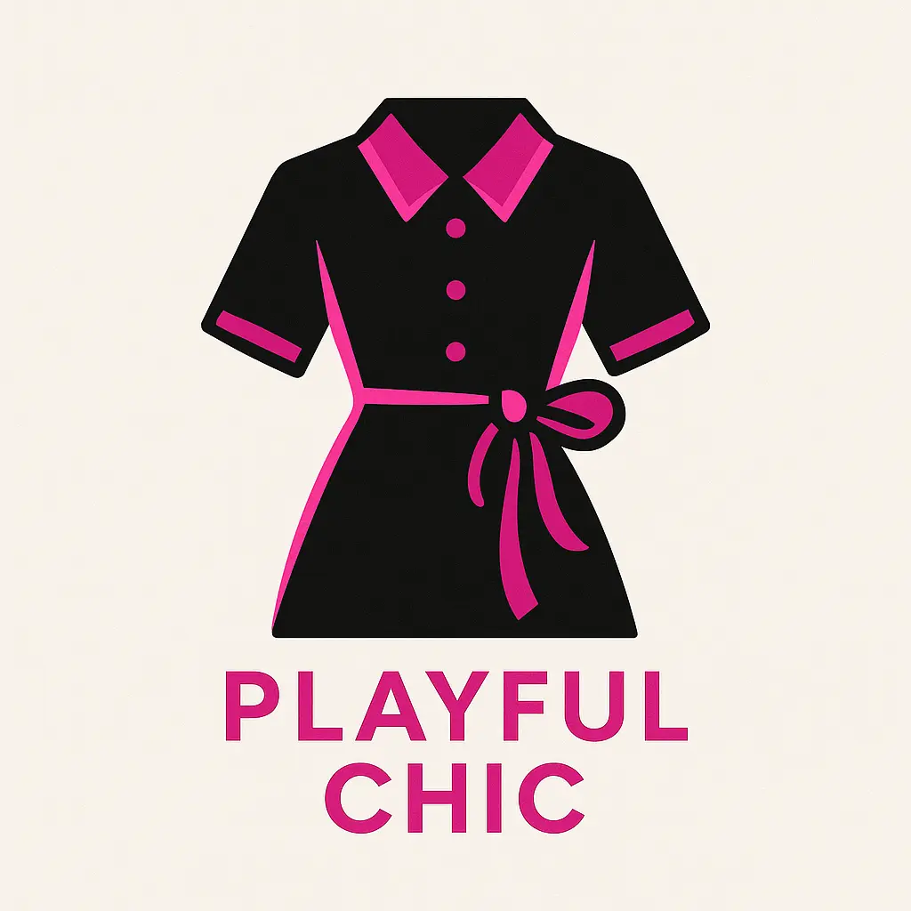 Fashion Logo template featuring minimalist dress silhouette with vibrant accents