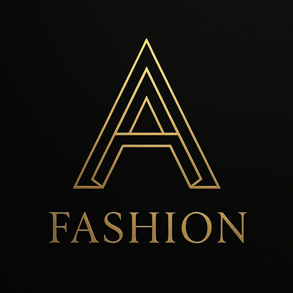 Fashion Logo template featuring modern geometric A in black and gold.