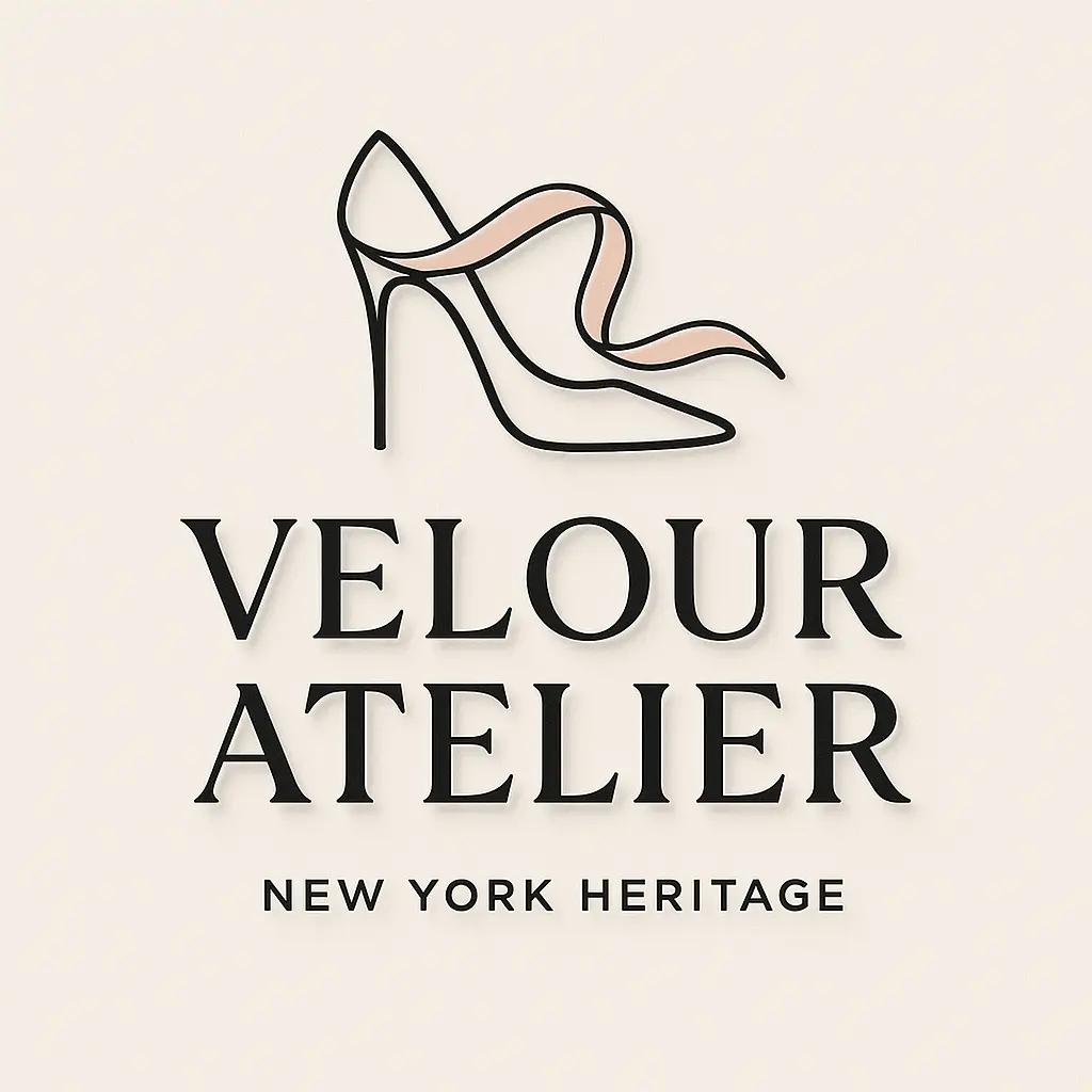 Minimalist fashion logo template with ribbon and heel motif