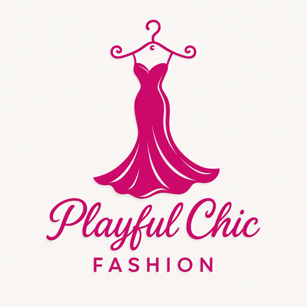Fashion Logo template with pink dress and chic script text