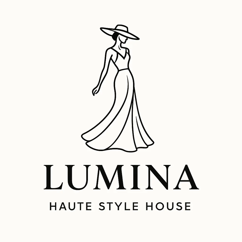 Elegant fashion logo template with woman in gown and hat
