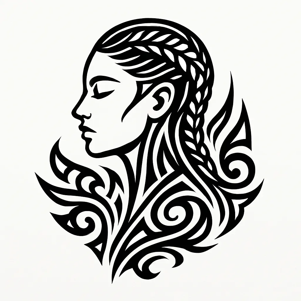 Fashion Logo template with braided tribal female profile