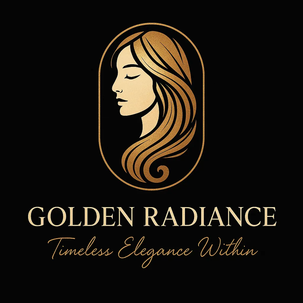 Elegant Beauty Logo template with golden abstract female face
