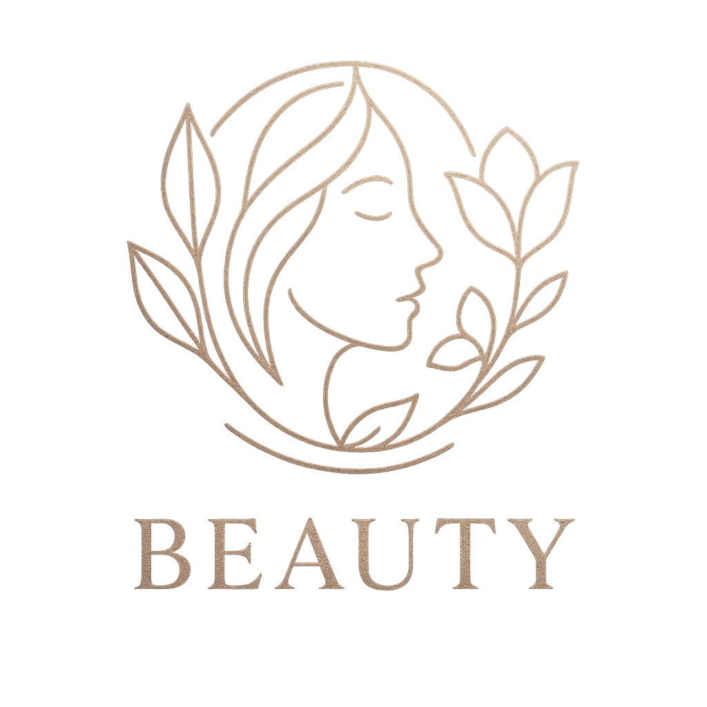 Beauty Logo template with abstract female face and floral elements
