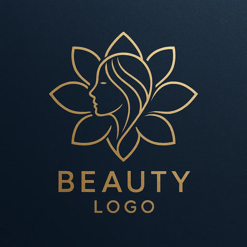 Beauty Logo template with abstract woman profile and floral elements