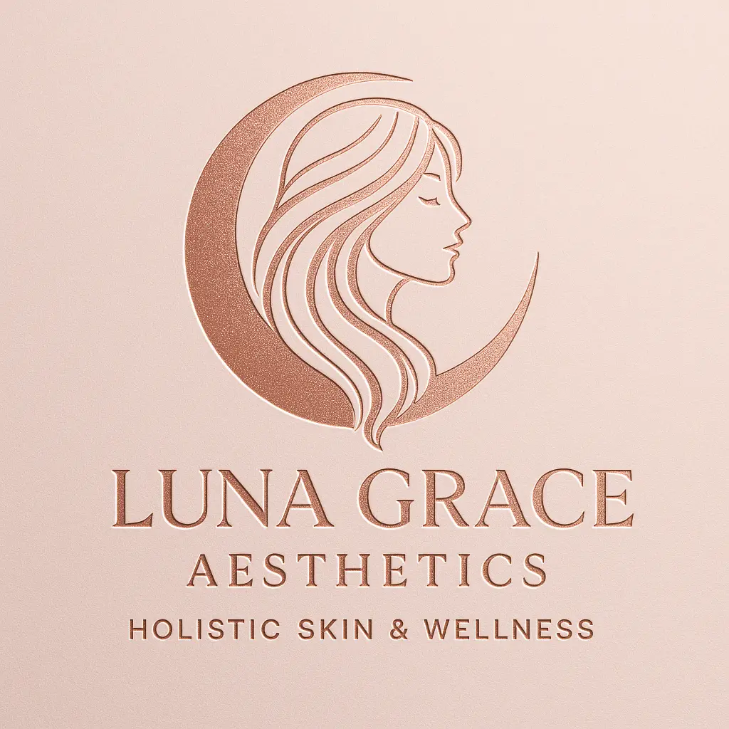 Beauty Logo template with female profile and rose gold