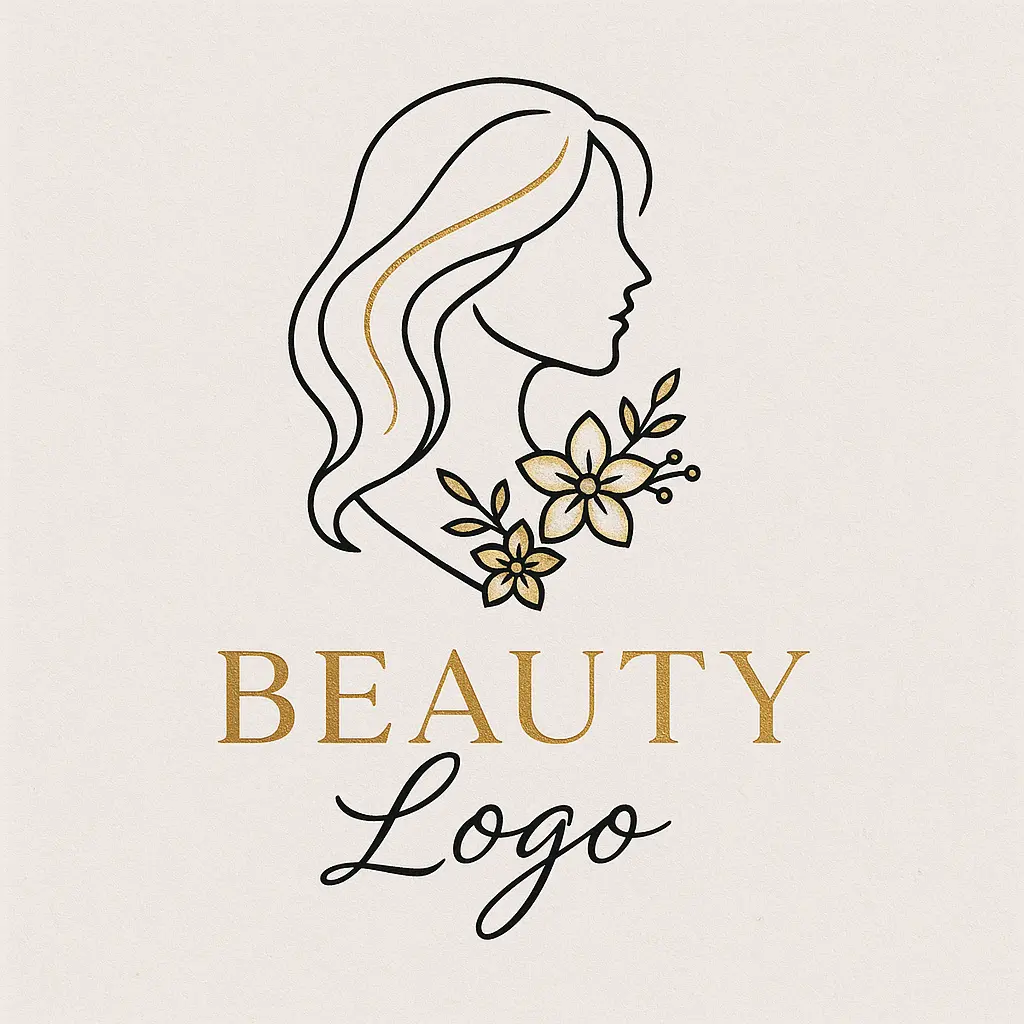 Minimalist Beauty Logo template with floral female profile