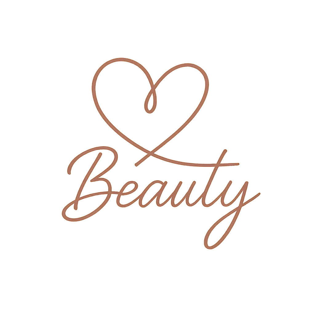 Beauty Logo template with elegant script and heart symbol.