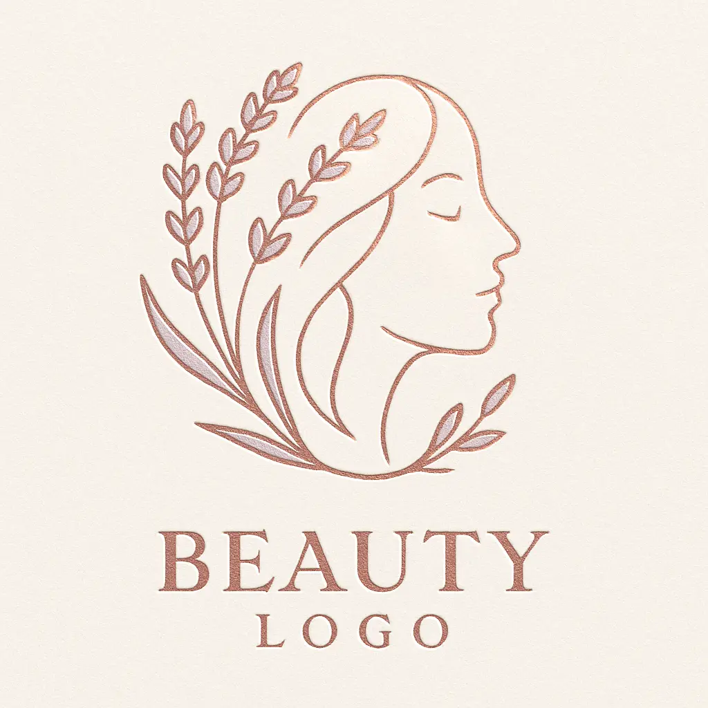 Elegant Beauty Logo template with floral face silhouette