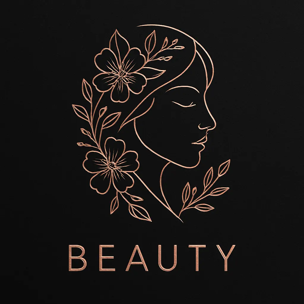 Beauty Logo template with abstract face and floral motifs