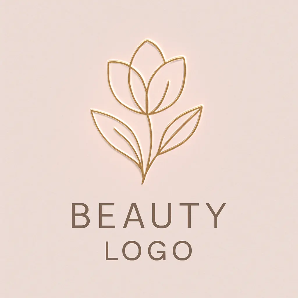 Beauty Logo template with abstract floral design in blush pink and gold