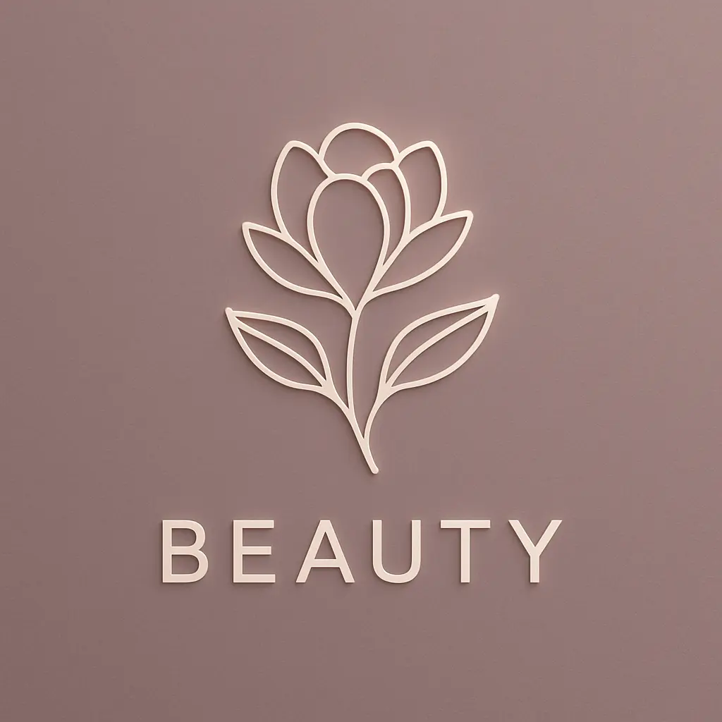 Beauty Logo template with minimalist flower and soft color palette