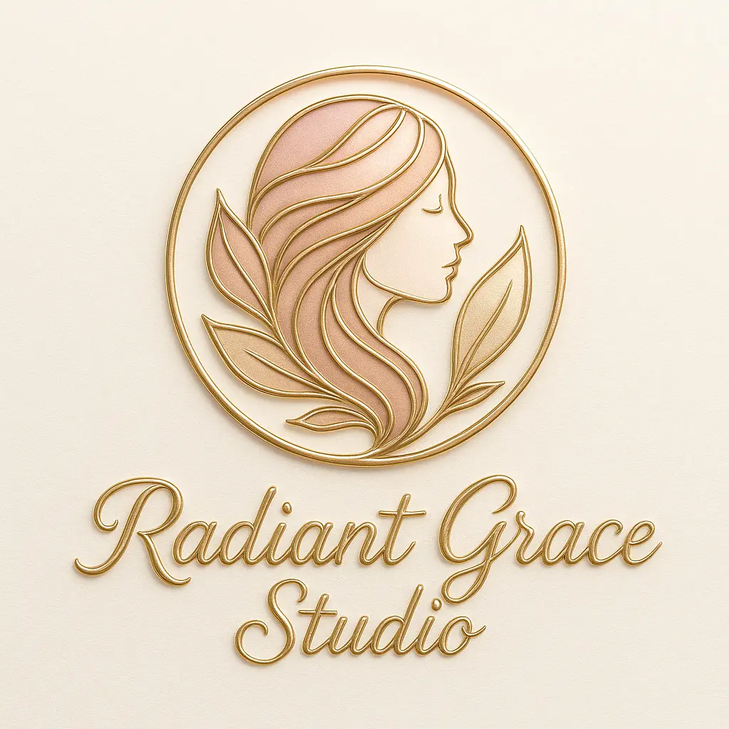 Elegant Beauty Logo template with floral hair profile
