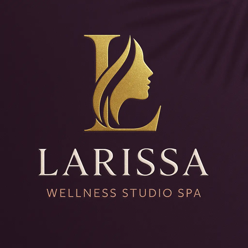 Beauty Logo template with golden monogram and female profile
