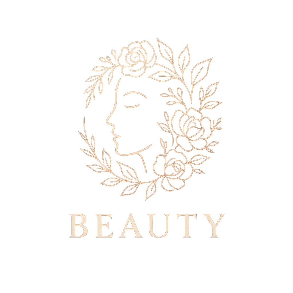 Beauty Logo template with abstract female face and floral design