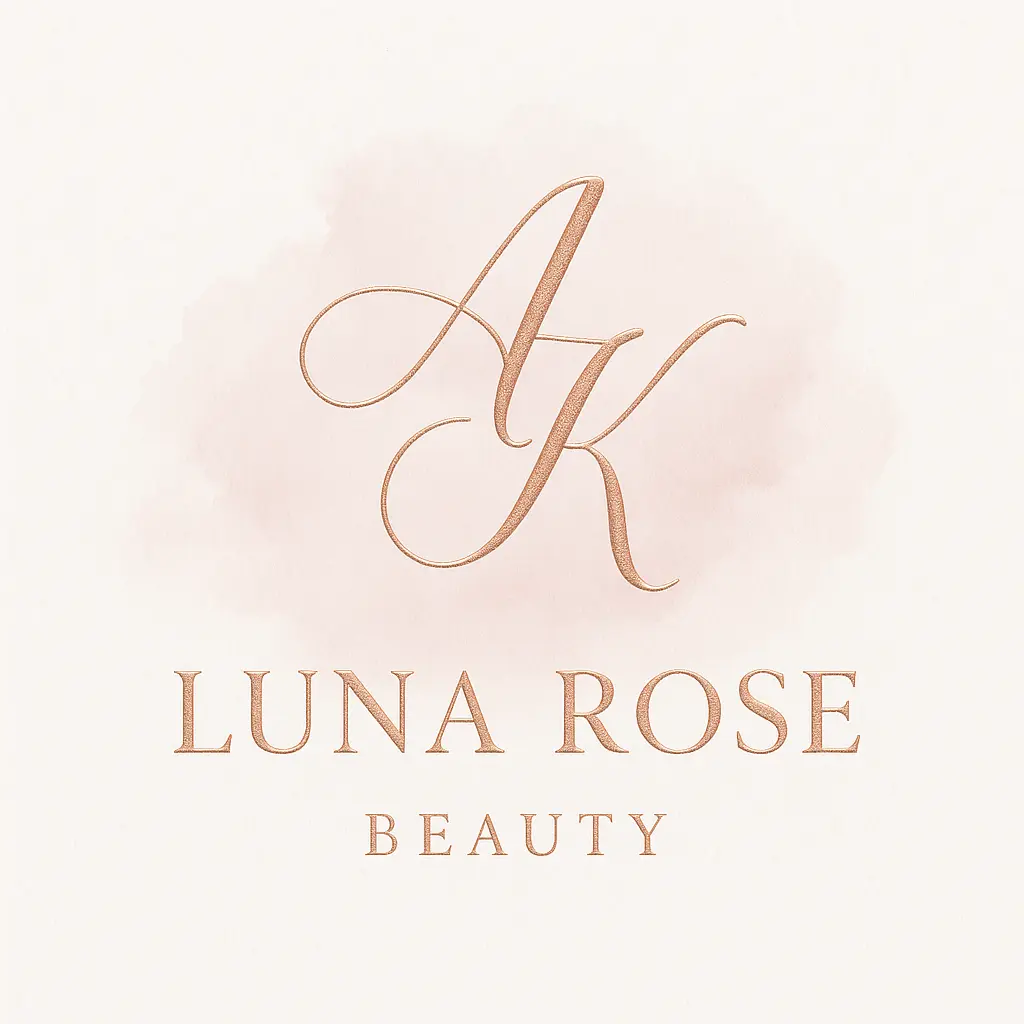 Beauty Logo template with elegant AK monogram and Luna Rose text