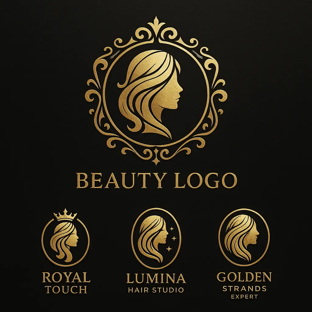 Luxurious gold Beauty Logo template with elegant female profiles
