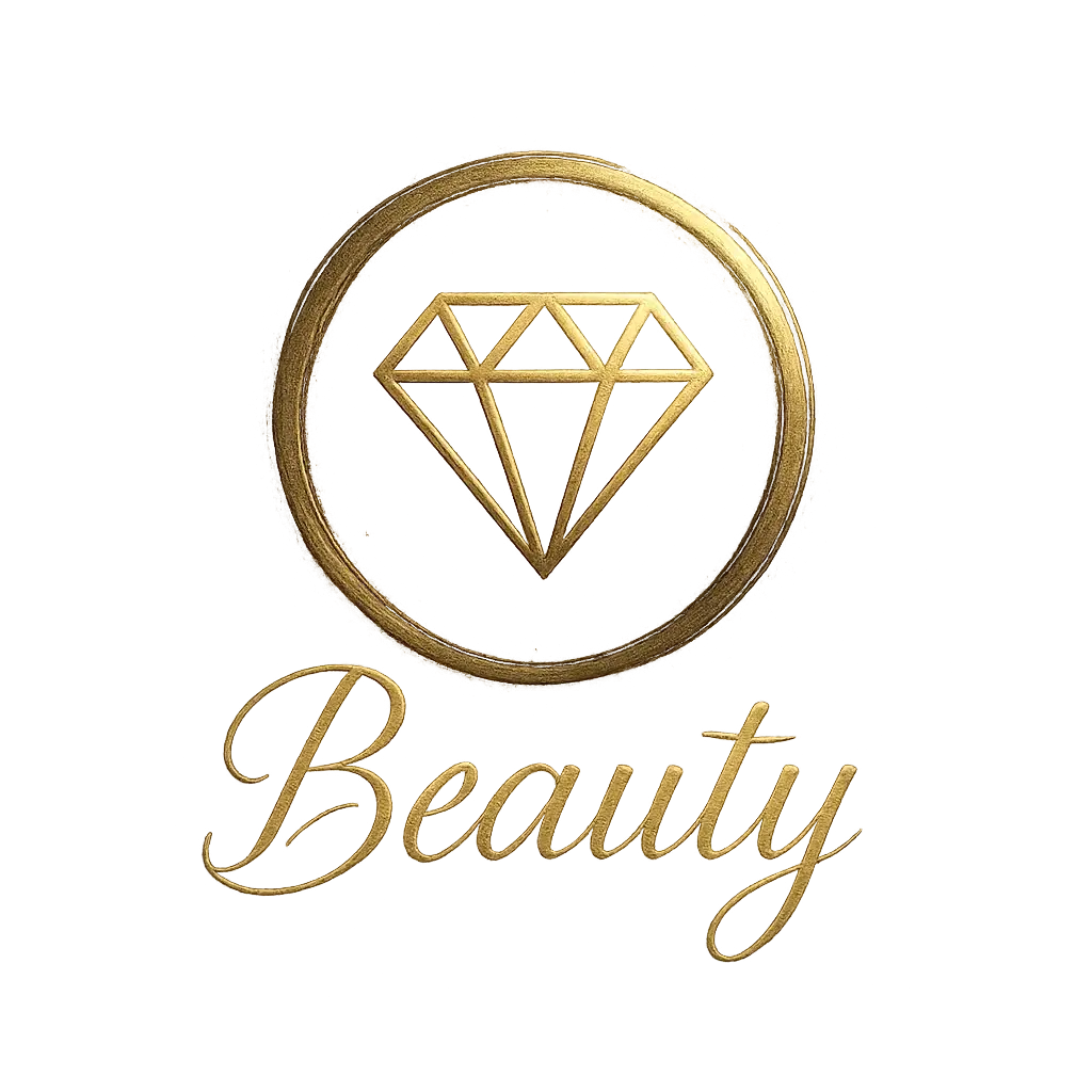 Luxury Beauty Logo template with diamond and gold brushstroke