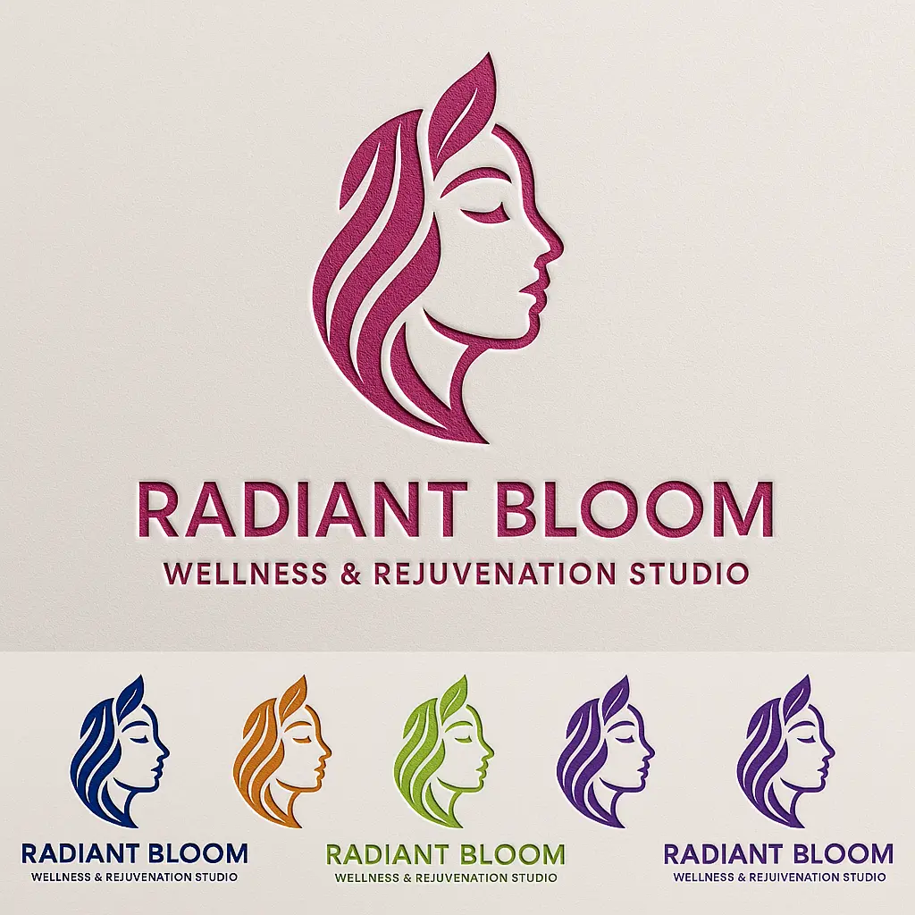 Elegant Beauty Logo template with abstract female face and flowing hair