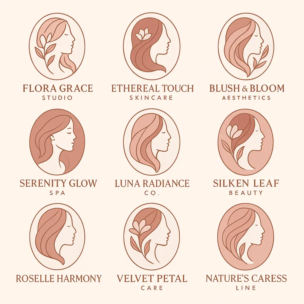 Elegant female profile Beauty Logo template with floral accents