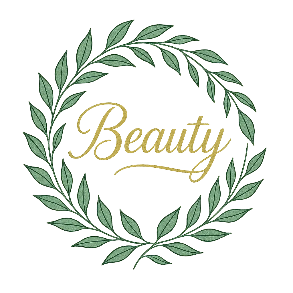 Beauty Logo template with flowing botanical leaves and elegant gold script