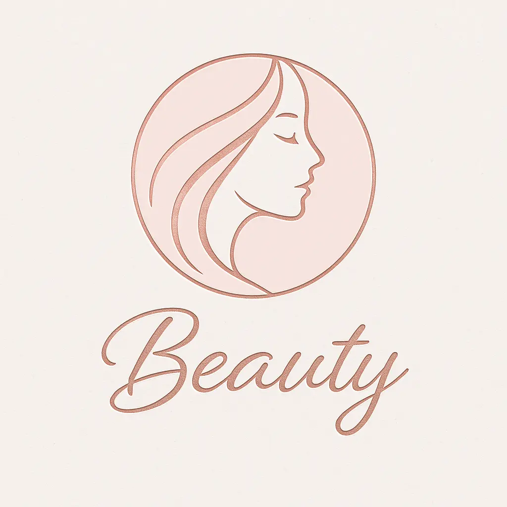 Elegant Beauty Logo template with abstract face and rose gold