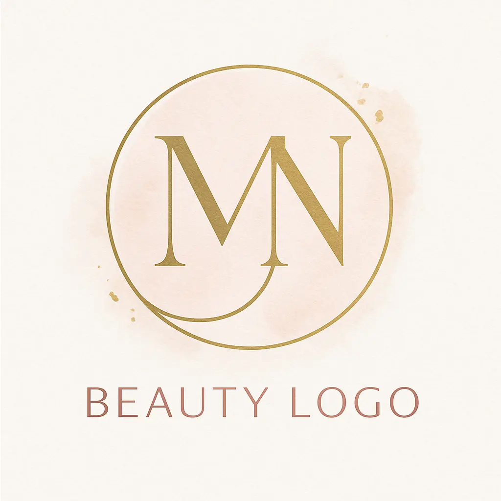 Beauty Logo template with intertwined 'MN' in blush pink and gold