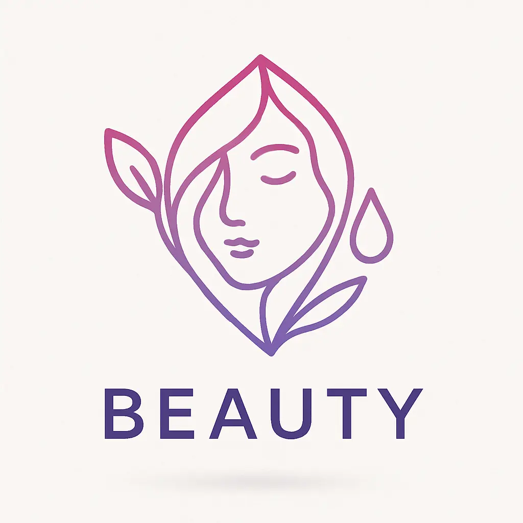 Beauty Logo template with abstract female face and elegant floral design