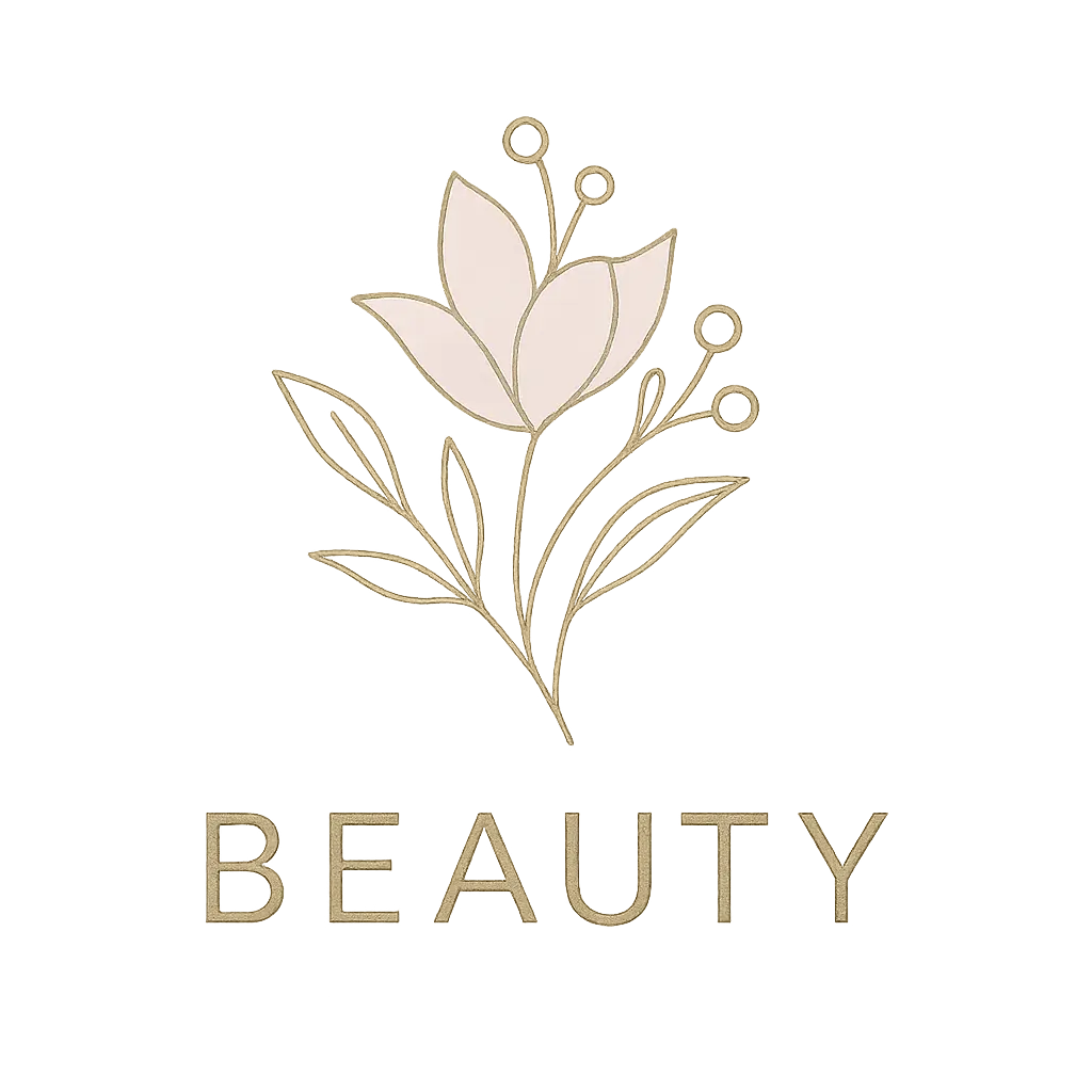 Beauty Logo template with abstract floral design in pink and gold