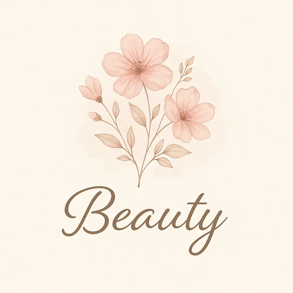 Beauty Logo template with soft pink floral design and flowing script