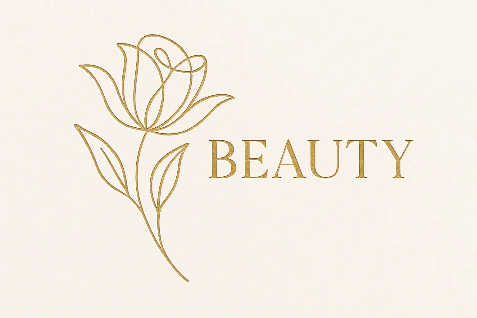 Beauty Logo template with female profile and rose gold