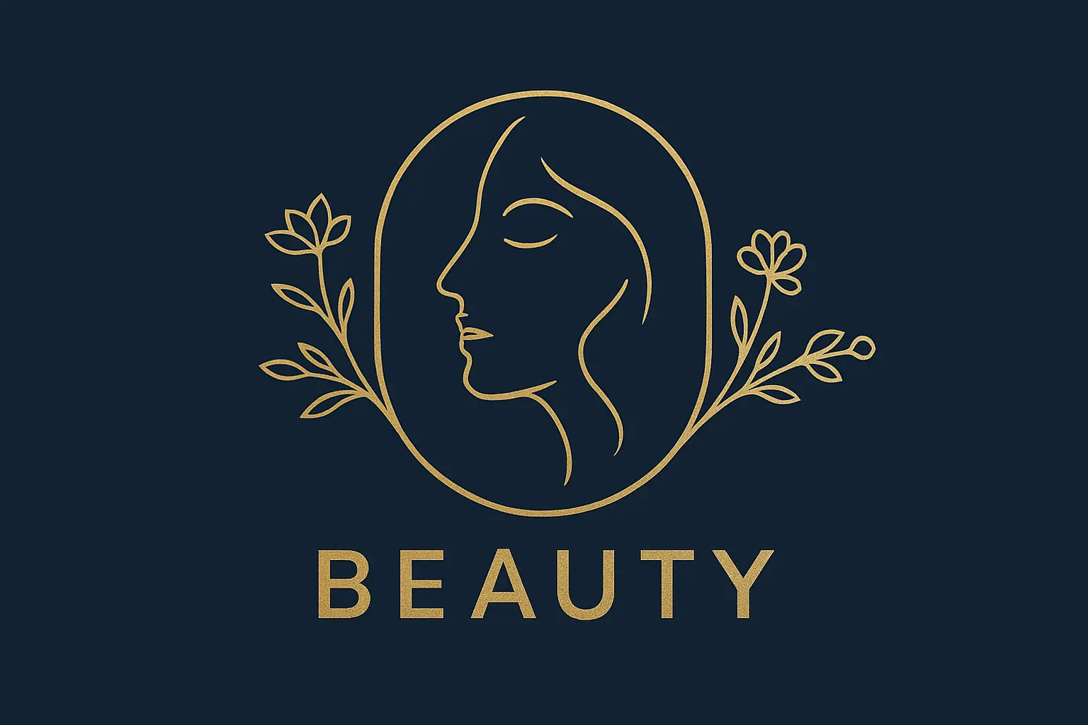 Beauty Logo template with elegant pink watercolor splash and gold accents