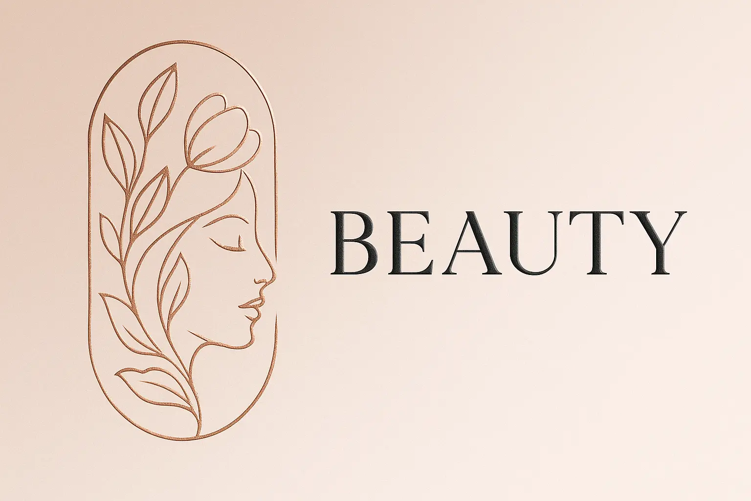Beauty Logo template with abstract woman profile and floral elements